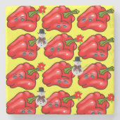 Onderzetter met kerstmarmer, Red Pepper Snowman (Voorkant)