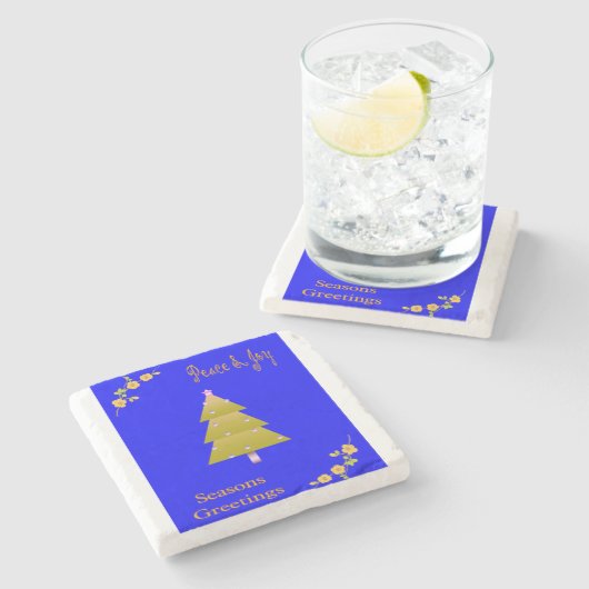 Onderzetter met kerstmarmer, Seizoensgroeten (Zijkant)