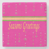 Onderzetter met kerstmarmer, Seizoensgroeten (Voorkant)