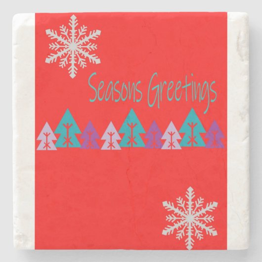 Onderzetter met kerstmarmer, Seizoensgroeten (Voorkant)