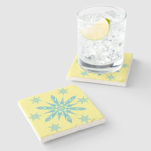 Onderzetter met kerstmarmer, Snowflake (Zijkant)
