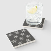 Onderzetter met kerstmarmer, Snowflakes Black (Zijkant)