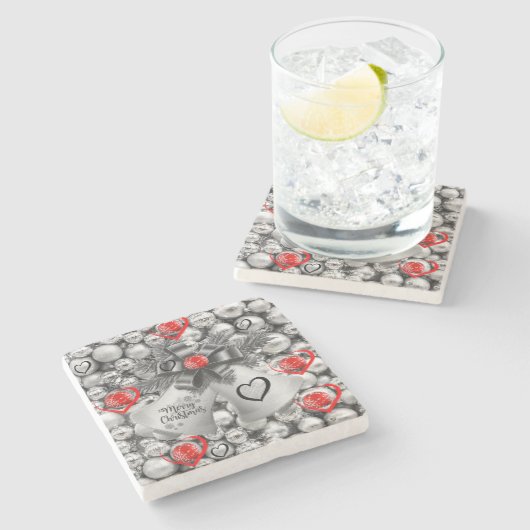 Onderzetter met kerstmarmer, vrolijk kerstfeest (Zijkant)