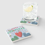 Onderzetter met kerstmarmer, vrolijk kerstfeest (Zijkant)