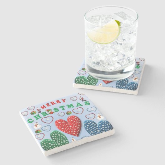 Onderzetter met kerstmarmer, vrolijk kerstfeest (Zijkant)