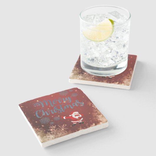 Onderzetter met kerstmarmer, vrolijk kerstfeest (Zijkant)