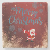 Onderzetter met kerstmarmer, vrolijk kerstfeest (Voorkant)