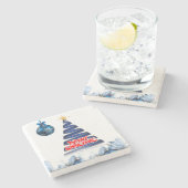 Onderzetter met kerstmarmer, vrolijk kerstfeest (Zijkant)