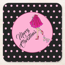 Onderzetter met kerstpapier voor kort kerstpapier