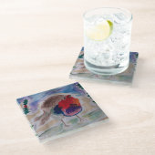 Onderzetter met kerstRobin Glass (Schuin)