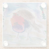 Onderzetter met kerstRobin Glass (Achterkant)