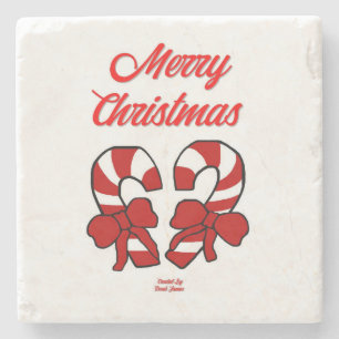 Onderzetter met kersttaarkanen, marmer Stone