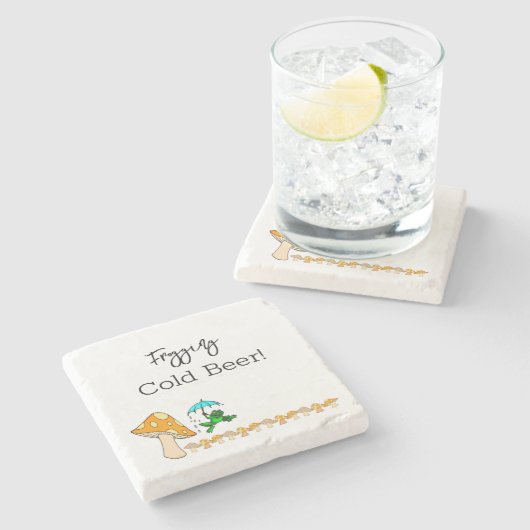 Onderzetter met marmer Stone Frogging Cold Beer Mu (Zijkant)