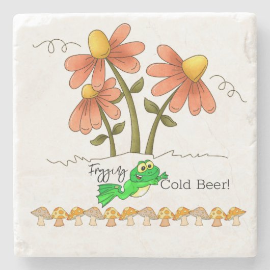 Onderzetter met marmer Stone Frogging Cold Beer Mu (Voorkant)