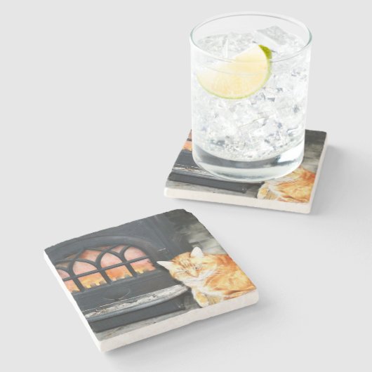 Onderzetter met marmer Tabby Cat (Zijkant)