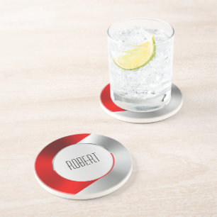 Onderzetter met metallisch rood en zilver