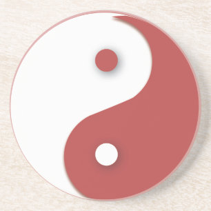 Onderzetter met rode en witte yin en Yang