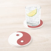 Onderzetter met rode en witte yin en Yang (Zijkant)
