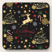 Onderzetter met rode kerstbomen (Voorkant)