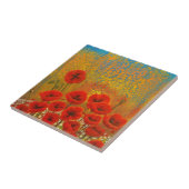 Onderzetter met rode papaver tegeltje (Zijkant)