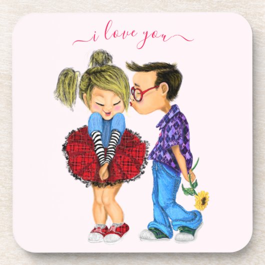 Onderzetter met Romantic Couple - Liefde (Voorkant)