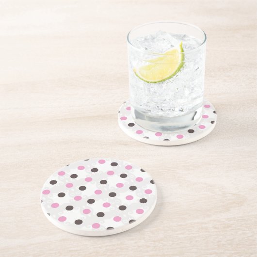 Onderzetter met roze en bruine pokadots (Zijkant)
