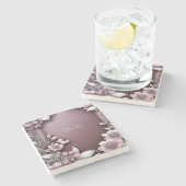 Onderzetter met roze Floral Stone (Zijkant)