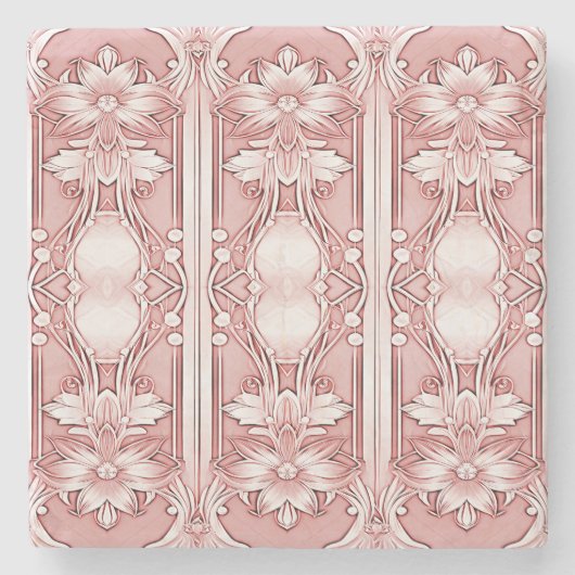 Onderzetter met roze Floral Stone (Voorkant)