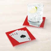 Onderzetter met vier Aces-glas (Schuin)