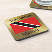 Onderzetter met vlag en tekst van Trinidad en Toba (Linkerzijde)