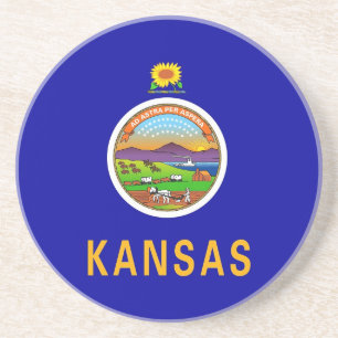 Onderzetter met Vlag van de Kansas, Verenigde Stat