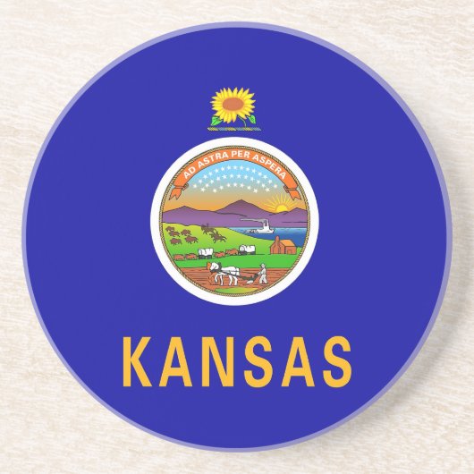 Onderzetter met Vlag van de Kansas, Verenigde Stat (Voorkant)