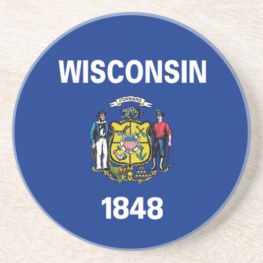 Onderzetter met vlag van de Wisconsin, Verenigde S (Voorkant)