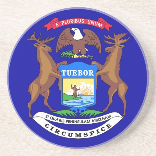Onderzetter met vlag van Michigan, VS (Voorkant)