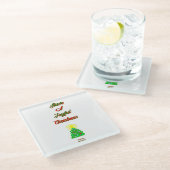 Onderzetter met vrolijk kerstglas (Schuin)