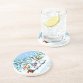 Onderzetter met winterkerstdrink, sneeuwmannen (Zijkant)