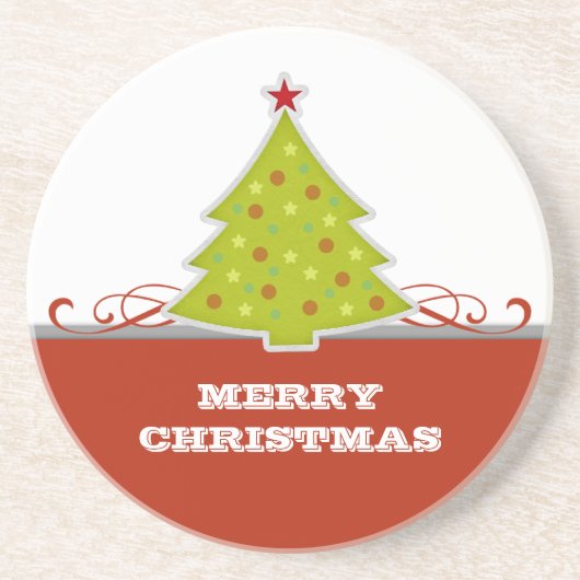Onderzetter met witte kerstbomen (Voorkant)