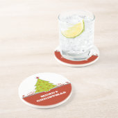 Onderzetter met witte kerstbomen (Zijkant)