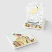 Onderzetter met witte ruggengraat op postontwerp (Zijkant)