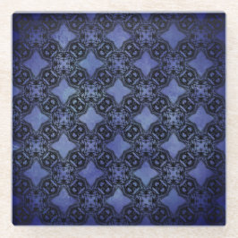 Onderzetter met zwarte & blauwe diamantketens glazen onderzetter