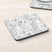 Onderzetter met zwarte en witte florale kurk (Linkerzijde)