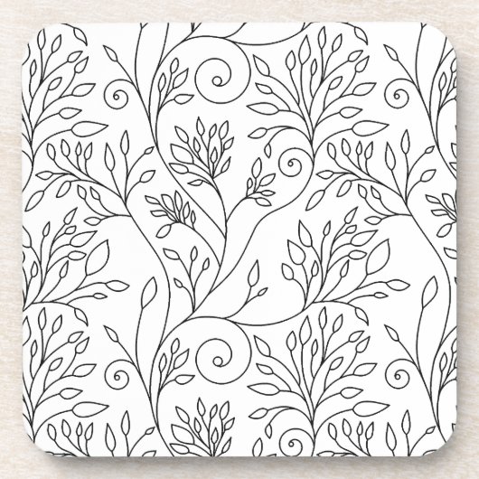 Onderzetter met zwarte en witte florale kurk (Voorkant)