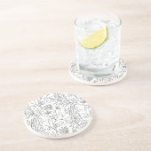 Onderzetter met zwarte en witte florale oplossing (Zijkant)