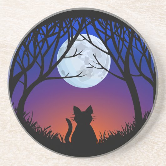 Onderzetter met zwarte kat Vat Cat Cat Cat Cat Lov (Voorkant)