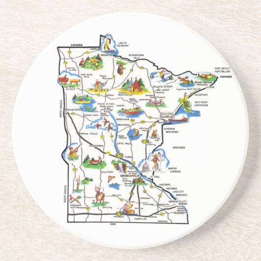 Onderzetter Minnesota Map (Voorkant)