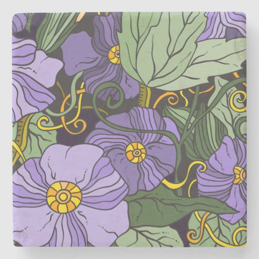 Onderzetter mooie Floral Sketch Stone (Voorkant)