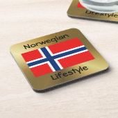 Onderzetter Noorse vlag + tekst (Linkerzijde)