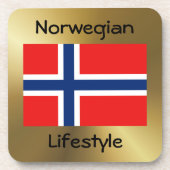 Onderzetter Noorse vlag + tekst (Voorkant)