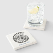 Onderzetter Ocean Shell Line Art Sand Stone (Zijkant)