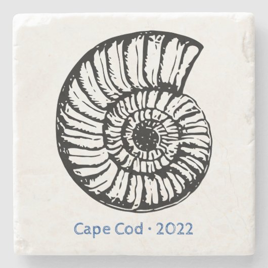 Onderzetter Ocean Shell Line Art Sand Stone (Voorkant)